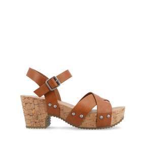 VALENTINA HEELED SANDALS IN VEGAN LEATHER - Tan