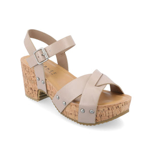 VALENTINA HEELED SANDALS IN VEGAN LEATHER - Taupe