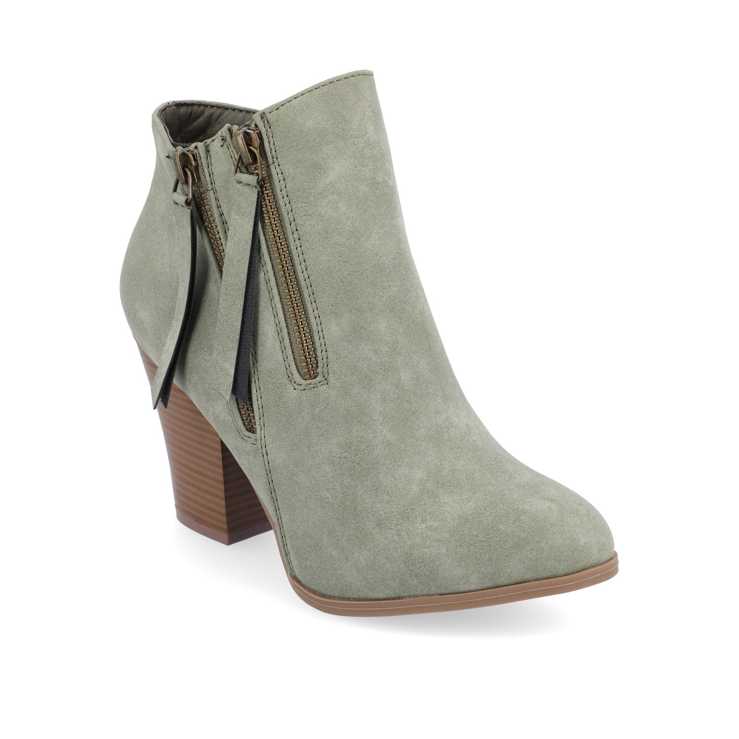 VALLY ZIP-UP WESTERN BOOTIES IN VEGAN LEATHER - Olive