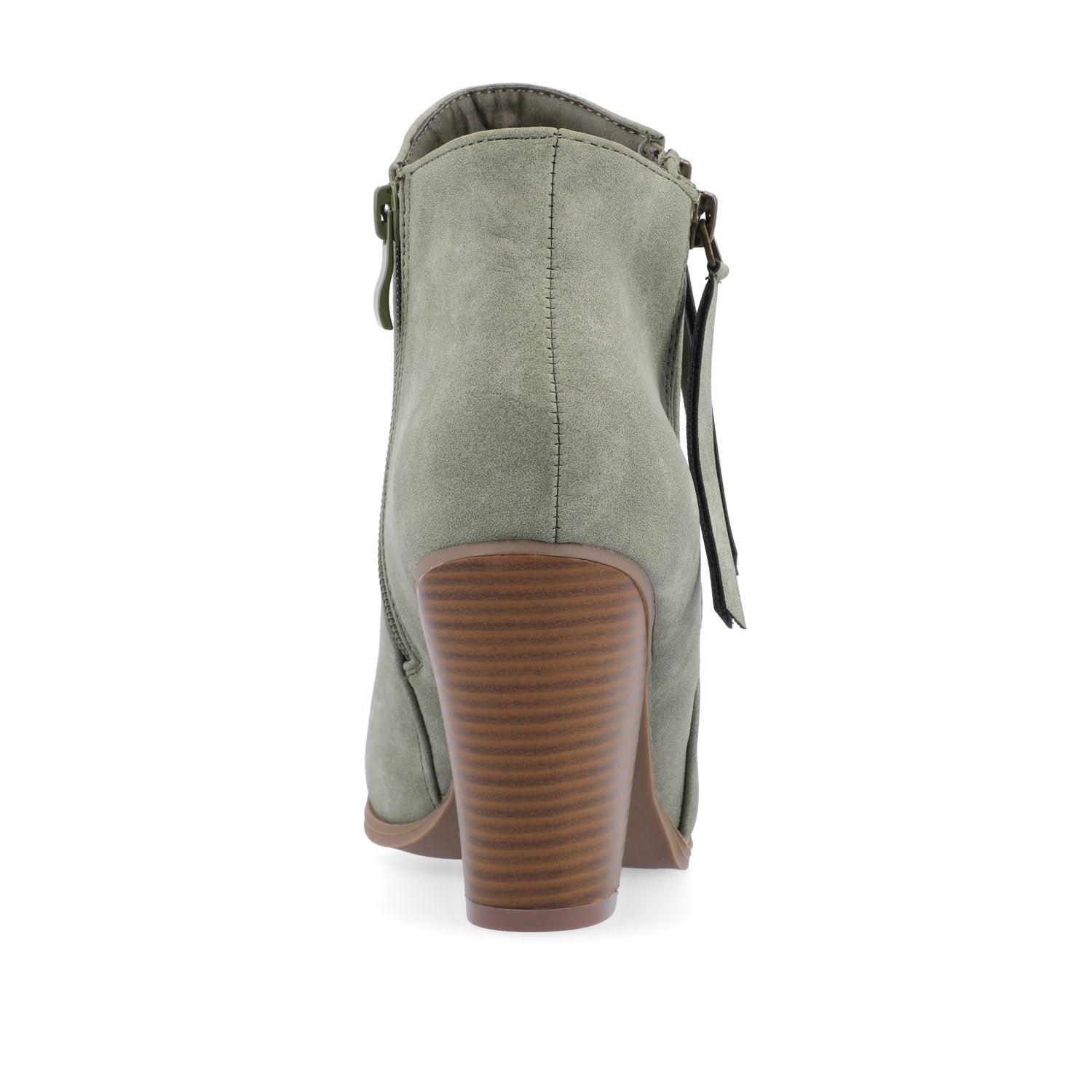 VALLY ZIP-UP WESTERN BOOTIES IN VEGAN LEATHER - Olive