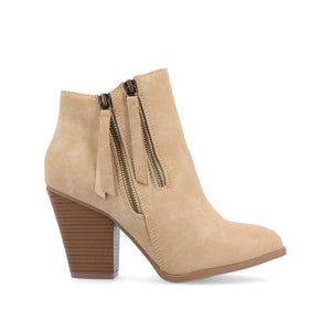 VALLY ZIP-UP WESTERN BOOTIES IN VEGAN LEATHER - Taupe