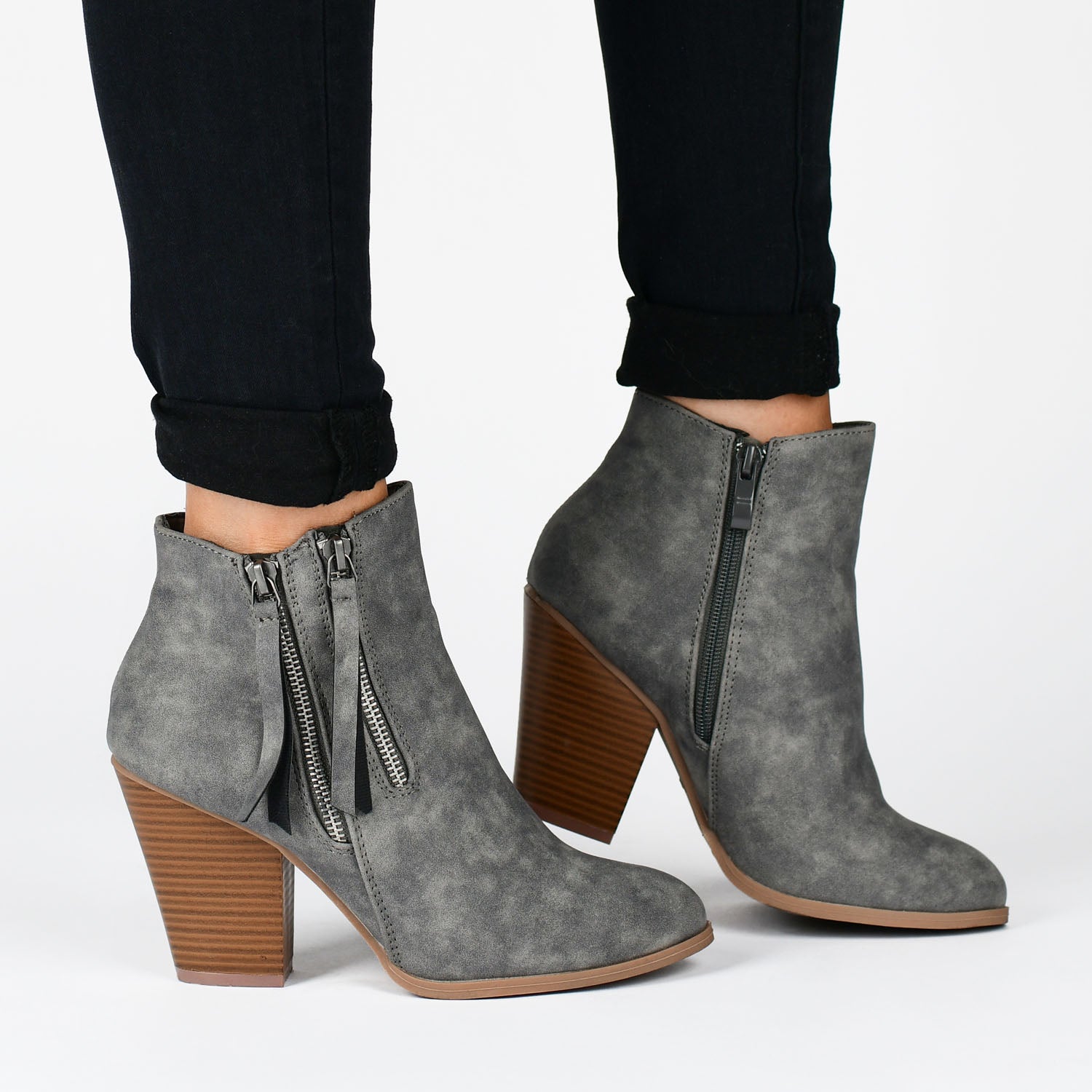 VALLY ZIP-UP BOOTIES IN FAUX LEATHER