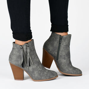 VALLY ZIP-UP WESTERN BOOTIES IN WIDE - Wine