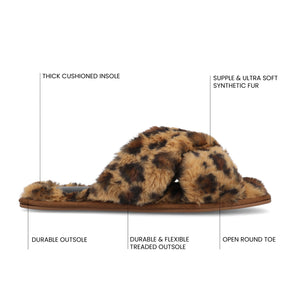 VEEDIA SLIPPERS IN FAUX FUR - Leopard Faux Fur