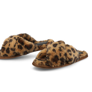 VEEDIA SLIPPERS IN FAUX FUR - Leopard Faux Fur