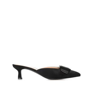VIANNA MULED KITTEN HEELS IN FAUX SUEDE - Black