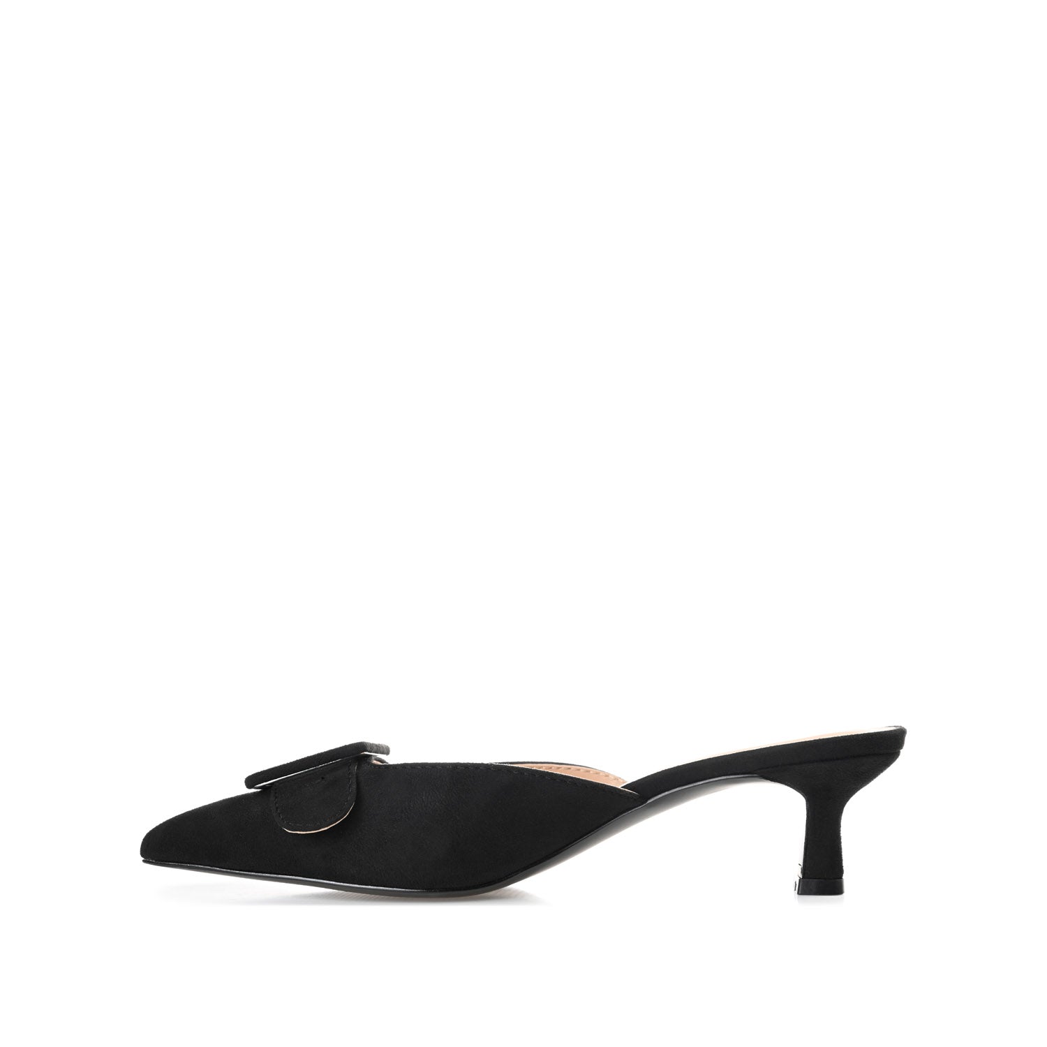 VIANNA MULED KITTEN HEELS IN FAUX SUEDE - Black