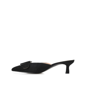VIANNA MULED KITTEN HEELS IN FAUX SUEDE - Black