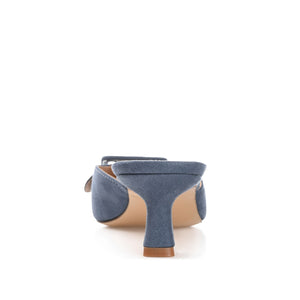 VIANNA MULED KITTEN HEELS IN FAUX SUEDE - Blue