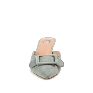 VIANNA MULED KITTEN HEELS IN FAUX SUEDE - Sage