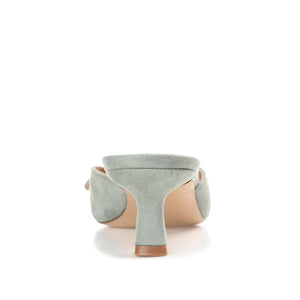 VIANNA MULED KITTEN HEELS IN FAUX SUEDE - Sage