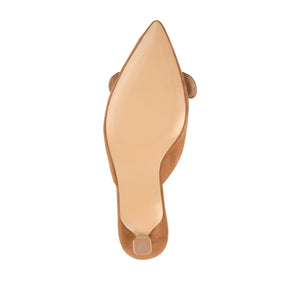 VIANNA MULED KITTEN HEELS IN FAUX SUEDE - Tan