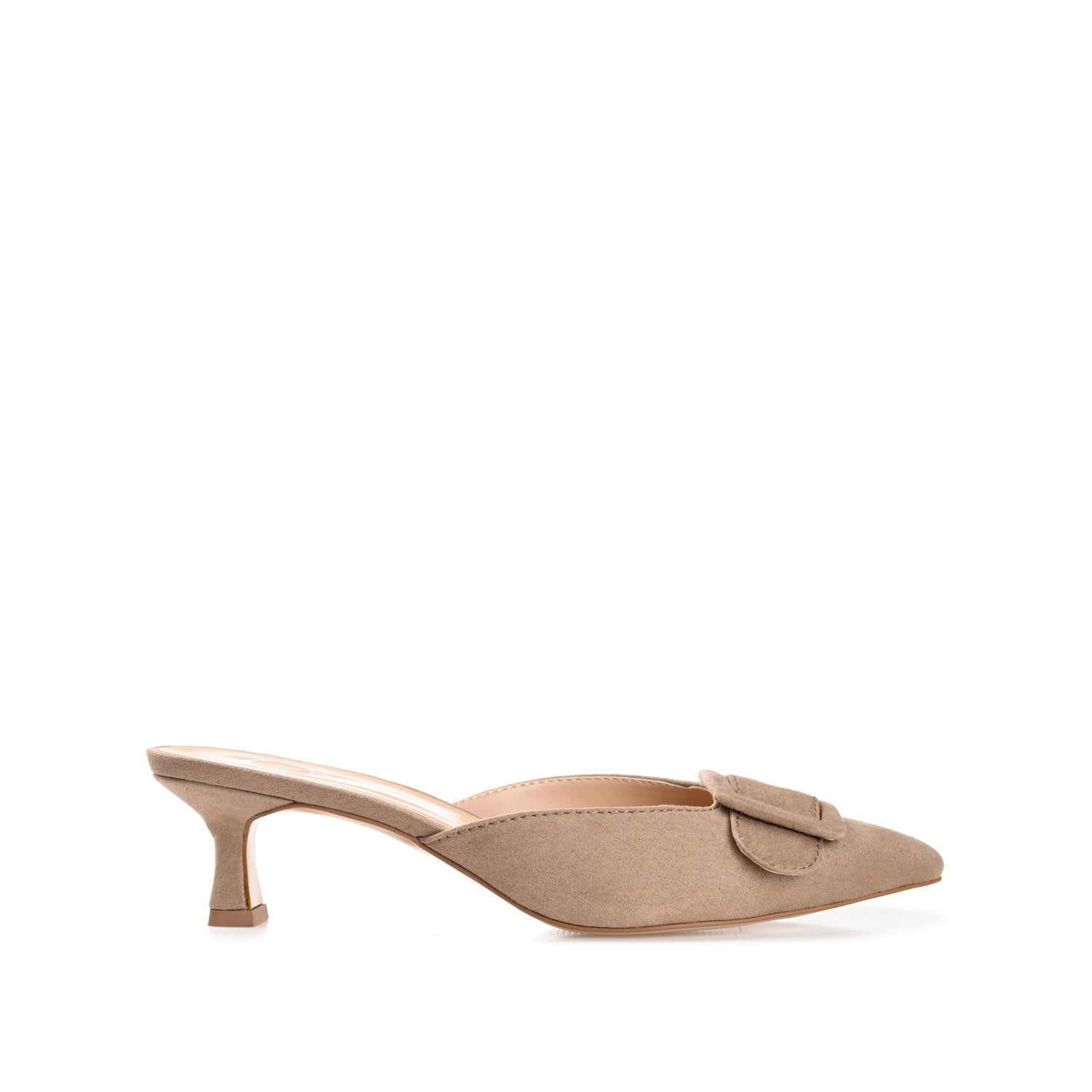 VIANNA MULED KITTEN HEELS IN FAUX SUEDE - Taupe