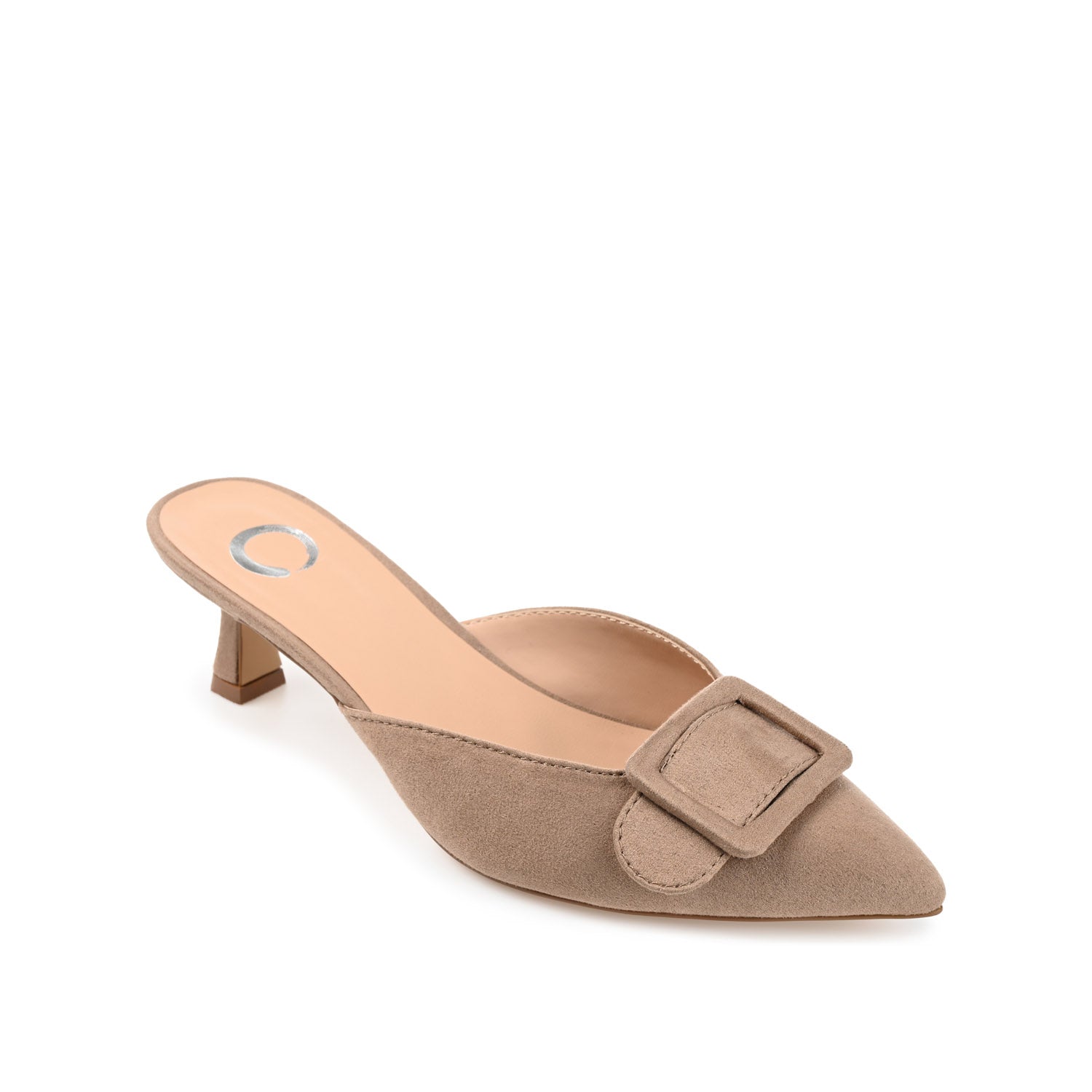 VIANNA MULED KITTEN HEELS IN FAUX SUEDE - Taupe