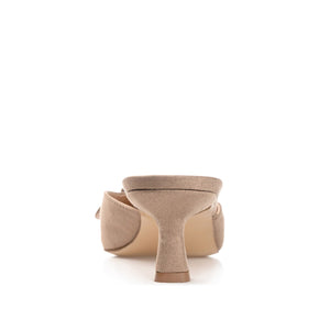 VIANNA MULED KITTEN HEELS IN FAUX SUEDE - Taupe