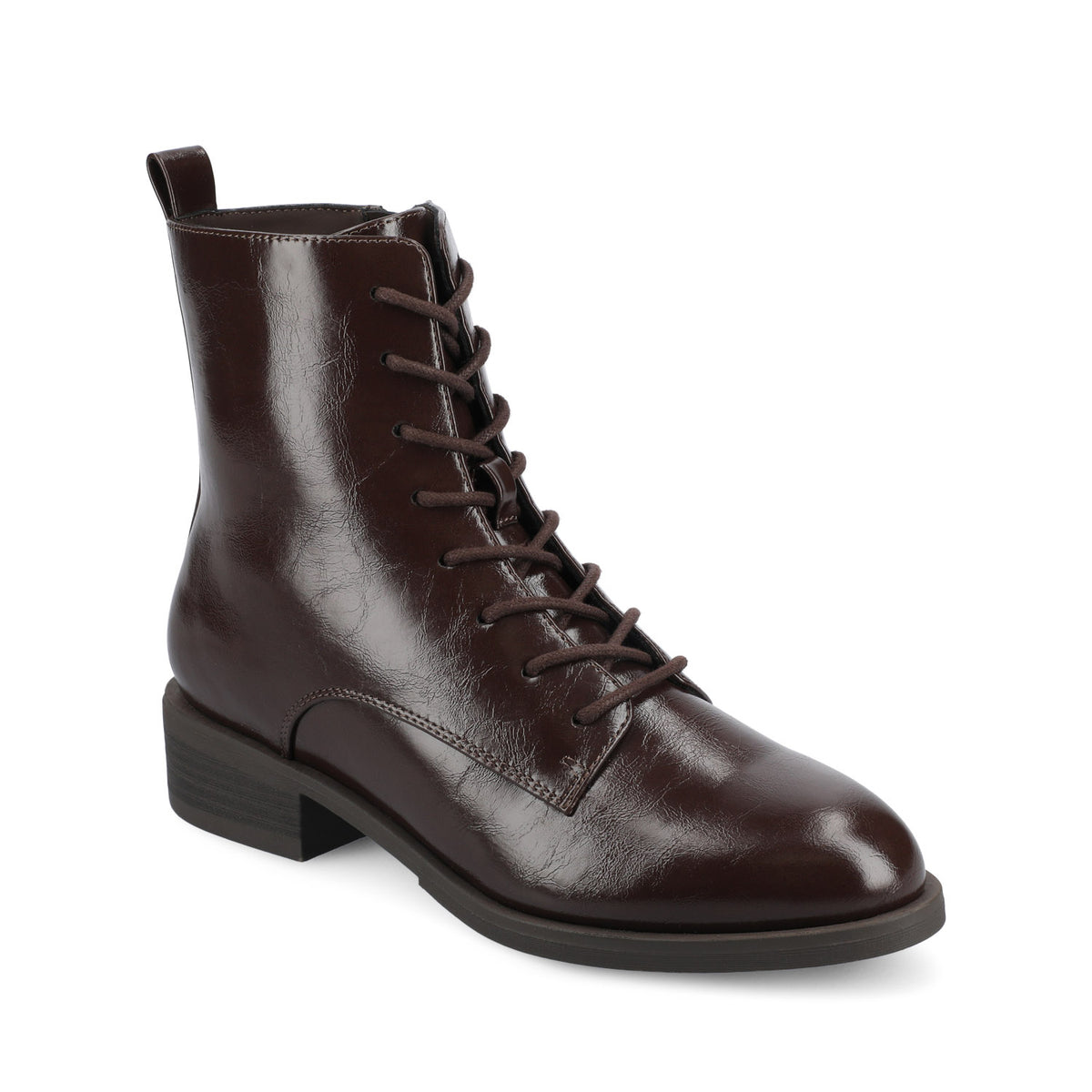 VIENNA COMBAT BOOTIES IN WIDE - Crinkle/Chocolate