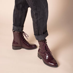 VIENNA COMBAT BOOTIES - Oxblood