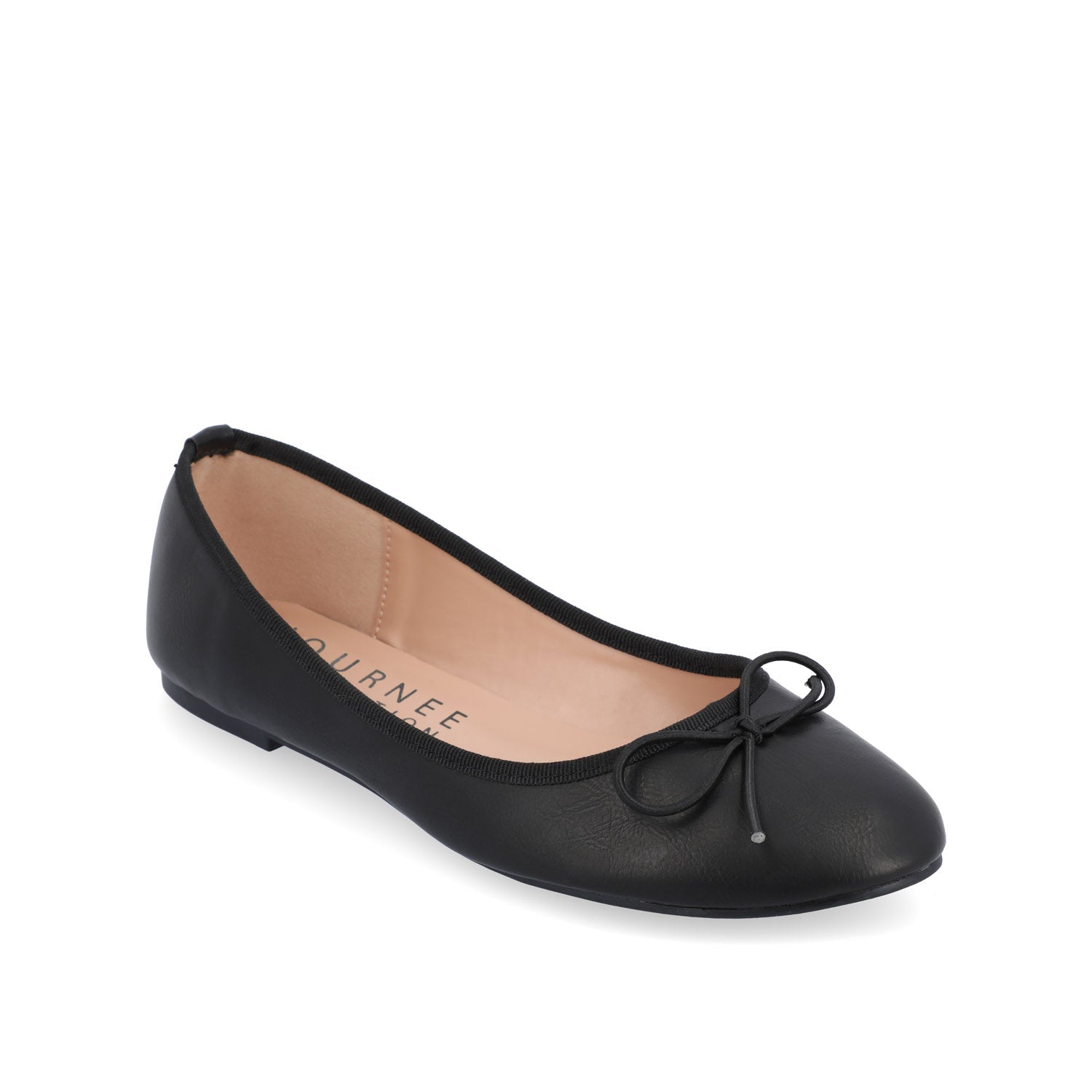 VIKA VEGAN LEATHER BALLET FLATS IN WIDE - Black