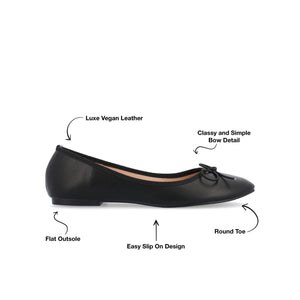 VIKA VEGAN LEATHER BALLET FLATS IN WIDE - Black