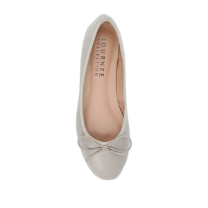 VIKA VEGAN LEATHER BALLET FLATS IN WIDE - Grey