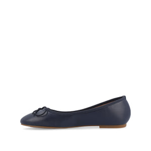 VIKA VEGAN LEATHER BALLET FLATS IN WIDE - Navy Nubuck
