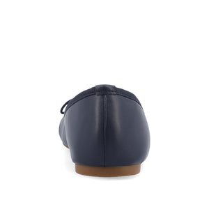 VIKA VEGAN LEATHER BALLET FLATS IN WIDE - Navy Nubuck