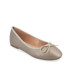 VIKA VEGAN LEATHER BALLET FLATS IN WIDE - Pewter PU