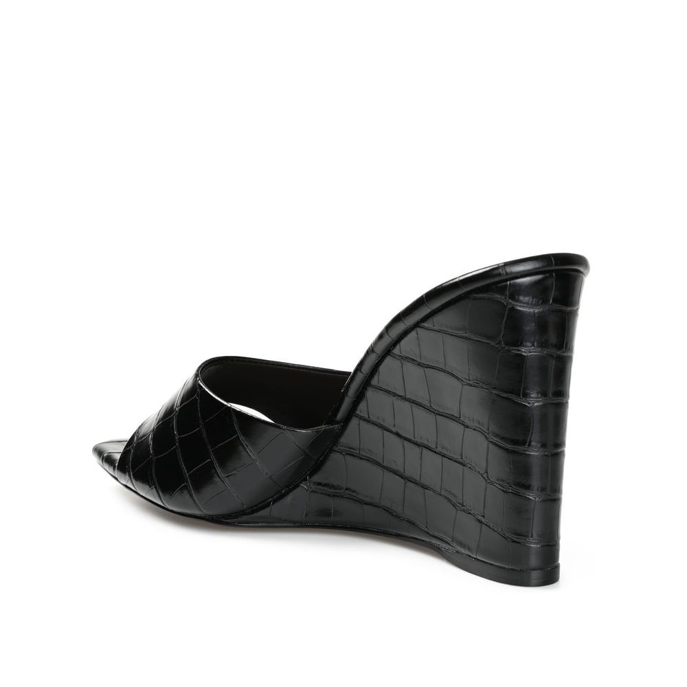 VIVVY OPEN TOE WEDGE HEELS IN CROCO