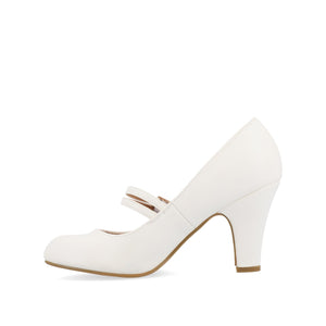 WINDY CROCO MARY JANE PUMP HEELS IN WIDE - White