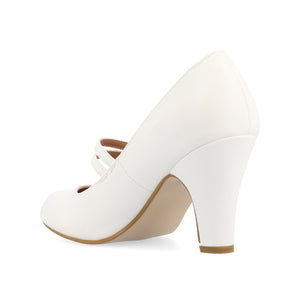 WINDY MARY JANE PUMP HEELS IN CROCO - White