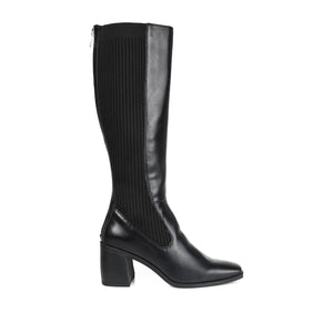 WINNY KNEE HIGH BOOTS IN VEGAN LEATHER - Black