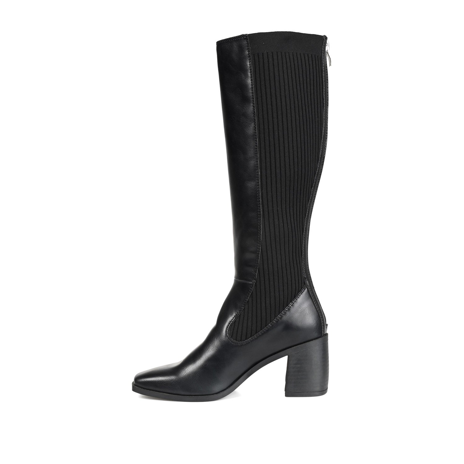 WINNY KNEE HIGH BOOTS IN VEGAN LEATHER - Black