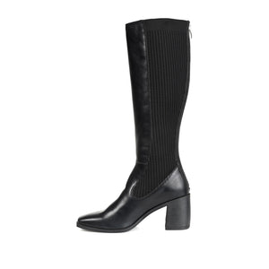 WINNY KNEE HIGH BOOTS IN VEGAN LEATHER - Black