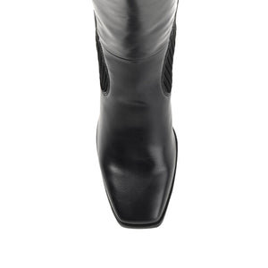 WINNY KNEE HIGH BOOTS IN VEGAN LEATHER - Black