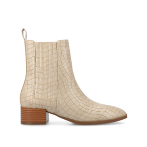 WRENLEY CHELSEA BOOTIES IN FAUX SUEDE - Croco Beige