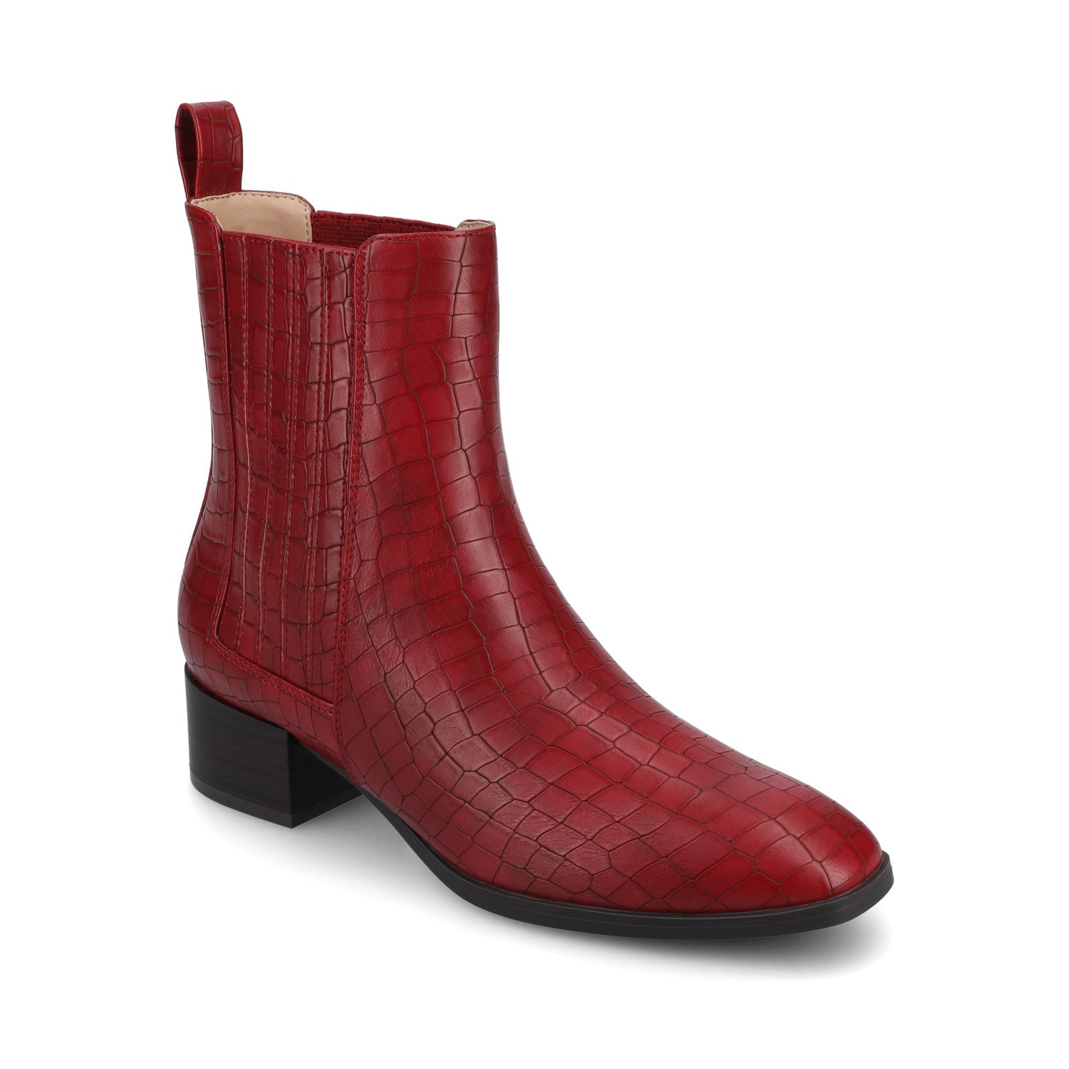 WRENLEY CHELSEA BOOTIES IN FAUX SUEDE - Croco Red