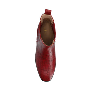 WRENLEY CHELSEA BOOTIES IN FAUX SUEDE - Croco Red