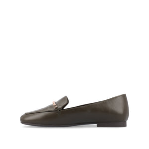 WRENN VEGAN LEATHER LOAFER FLATS IN WIDE - Olive PU