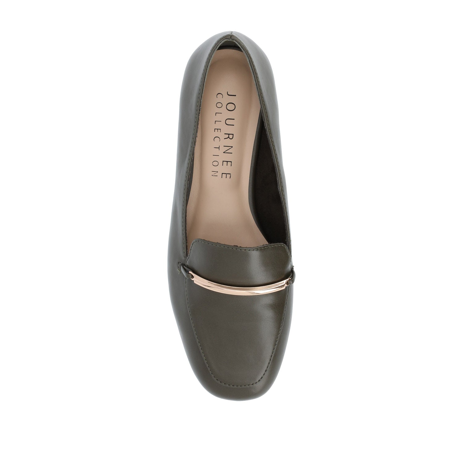 WRENN VEGAN LEATHER LOAFER FLATS IN WIDE - Olive PU