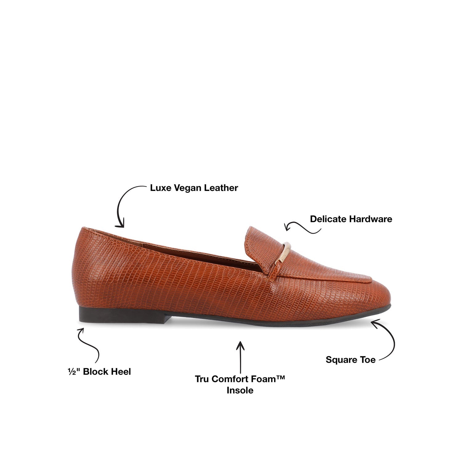 WRENN PRINTED LOAFER FLATS IN WIDE - Tan Lizard