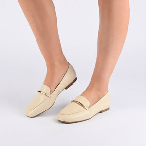 WRENN PRINTED LOAFER FLATS IN WIDE - Ivory Lizard