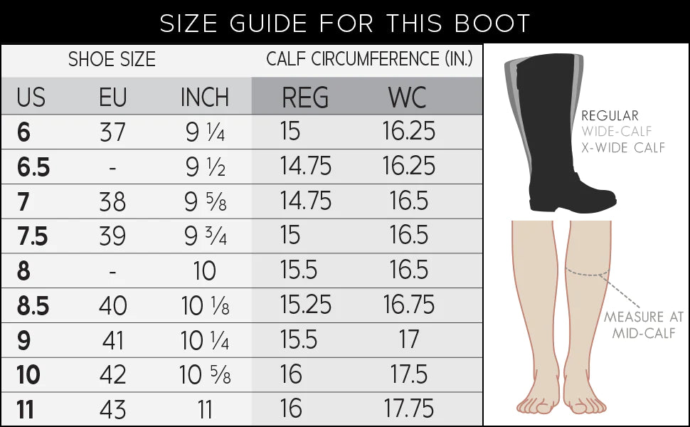 Calf top size boots