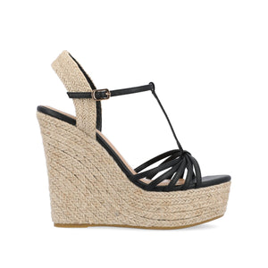 YARA ESPADRILLE WEDGE HEELED SANDALS - Black