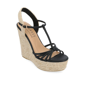 YARA ESPADRILLE WEDGE HEELED SANDALS - Black