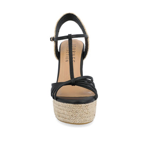 YARA ESPADRILLE WEDGE HEELED SANDALS - Black