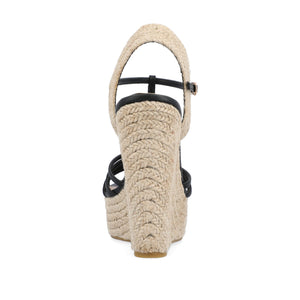 YARA ESPADRILLE WEDGE HEELED SANDALS - Black