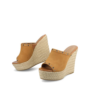 YARI ESPADRILLE WEDGE SANDALS - Cognac