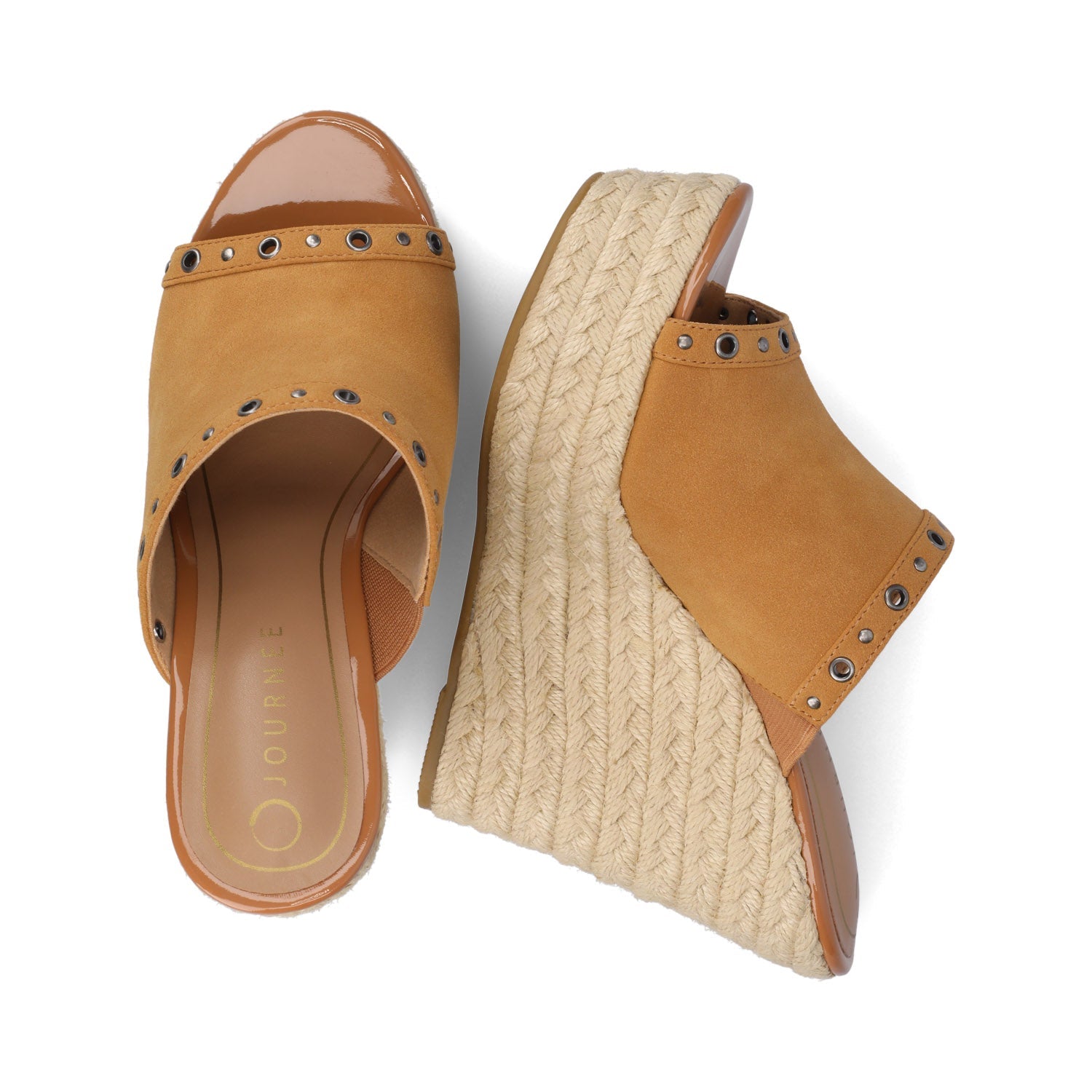 YARI ESPADRILLE WEDGE SANDALS - Cognac