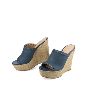 YARI ESPADRILLE WEDGE SANDALS - Navy Nubuck
