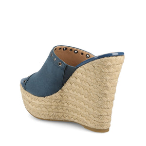 YARI ESPADRILLE WEDGE SANDALS - Navy Nubuck